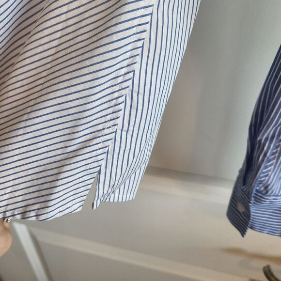 Calvin Klein Blue and White Button Front Top - Picture 5 of 6